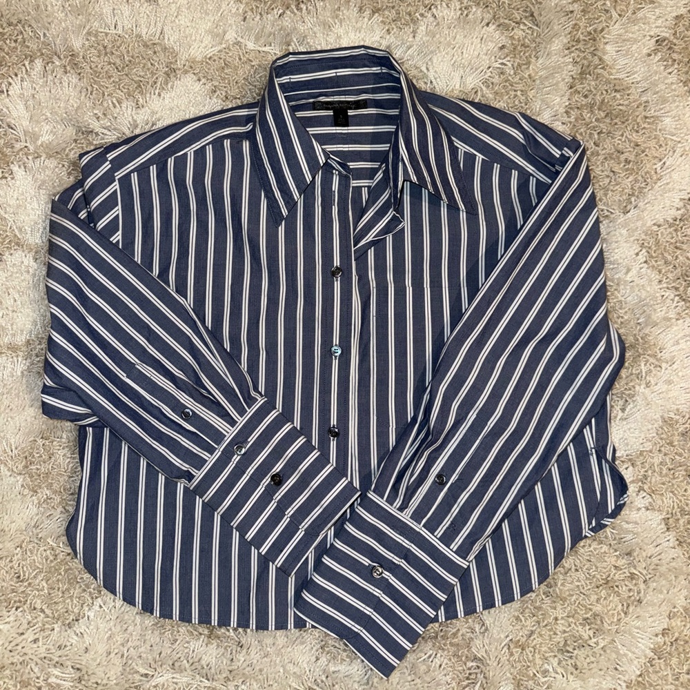 Banana Republic blue and white stripe button down S OBO EXCELLENT CONDITION
